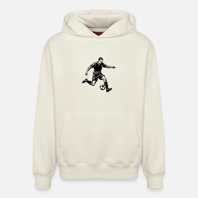 Footballeur - Sweat à capuche unisexe décontracté en coton biologique – de SPREAD - blanc cassé