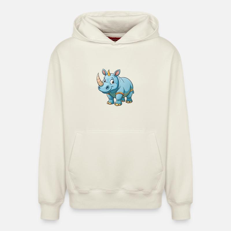 Rhinoceros - Sweat à capuche unisexe décontracté en coton biologique – de SPREAD - blanc cassé