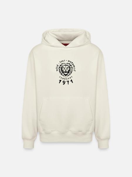 Wild, free & untamed since 02/1971 - Relaxed Unisex Organic Hoodie – by SPREAD - off white