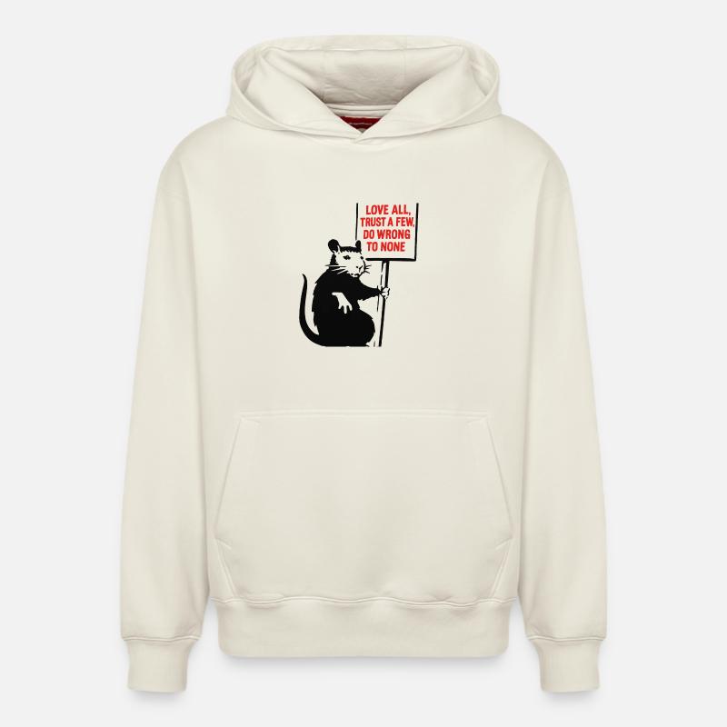 Rat avec pancarte de protestation - Sweat à capuche unisexe décontracté en coton biologique – de SPREAD - blanc cassé