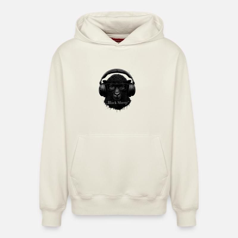 Black Sheep mit Kopfhörern - Relaxed Unisex Organic Hoodie – von SPREAD - Naturweiß