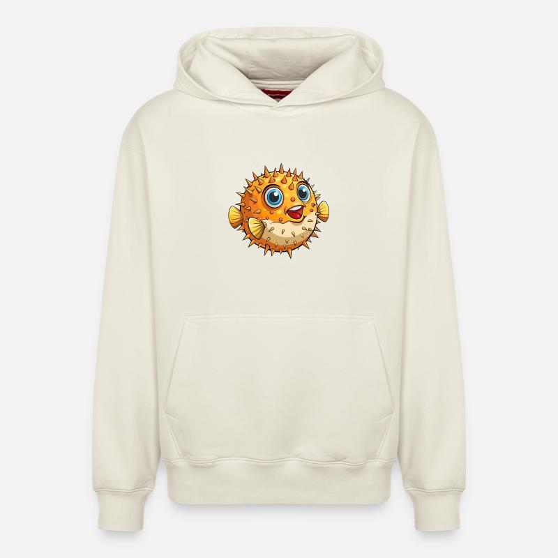 poisson-globe - Sweat à capuche unisexe décontracté en coton biologique – de SPREAD - blanc cassé