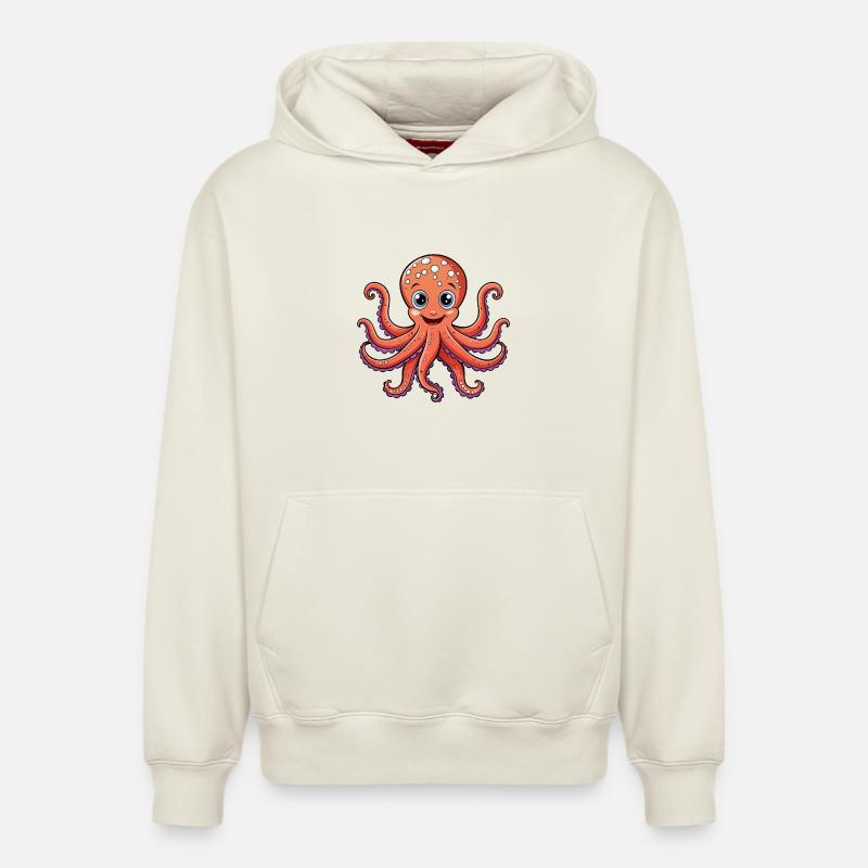 Pieuvre - Sweat à capuche unisexe décontracté en coton biologique – de SPREAD - blanc cassé