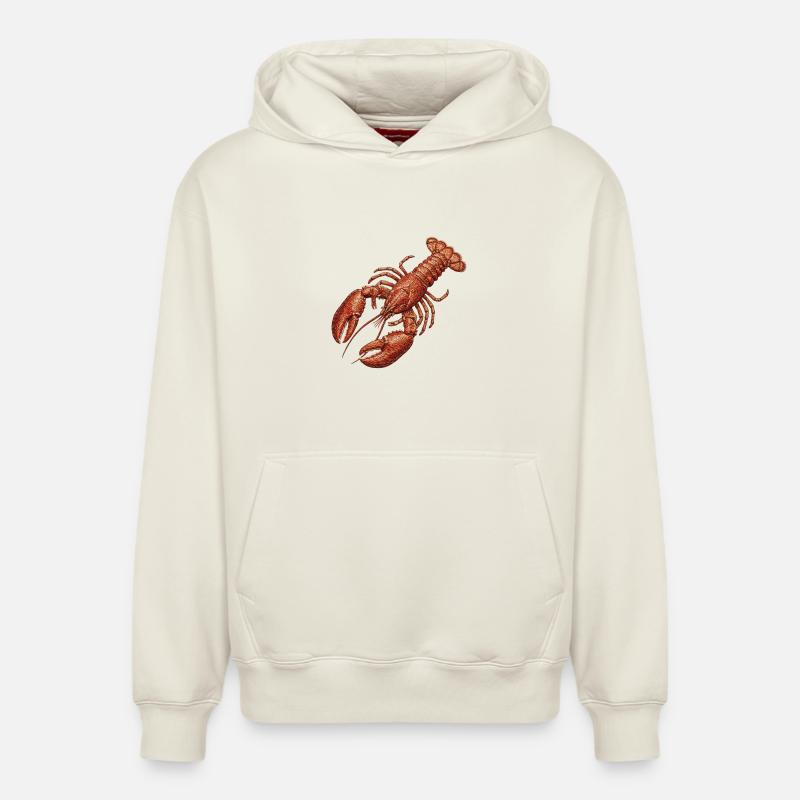Homard à l’aspect brodé (imprimé) - Sweat à capuche unisexe décontracté en coton biologique – de SPREAD - blanc cassé
