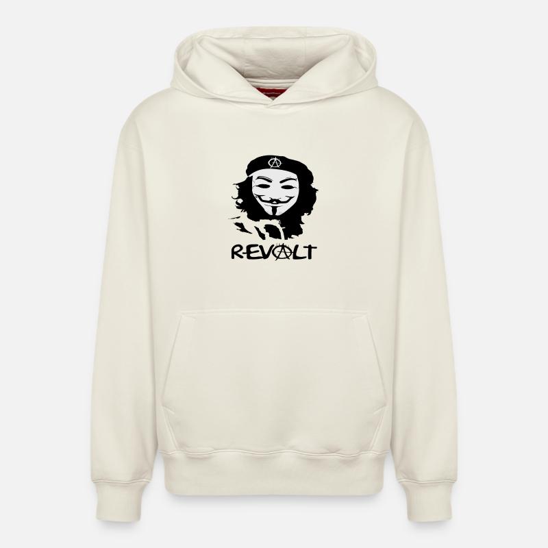 Silhouette de l’anarchie masquée - Sweat à capuche unisexe décontracté en coton biologique – de SPREAD - blanc cassé