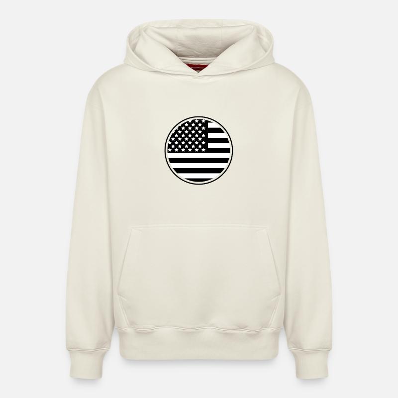 Drapeau du tour des États-Unis - Sweat à capuche unisexe décontracté en coton biologique – de SPREAD - blanc cassé