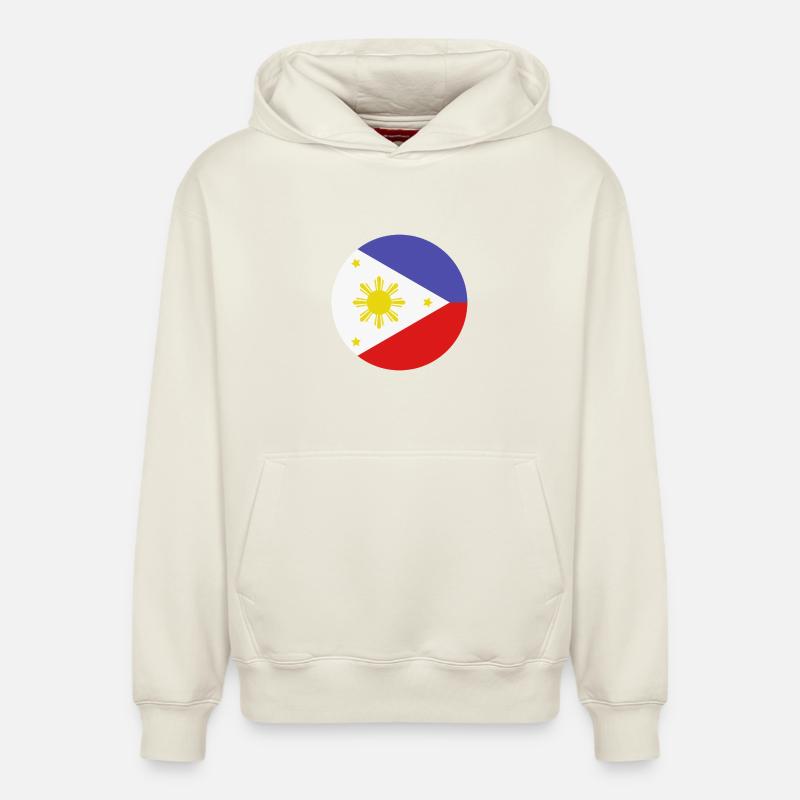 Drapeau rond philippin - Sweat à capuche unisexe décontracté en coton biologique – de SPREAD - blanc cassé