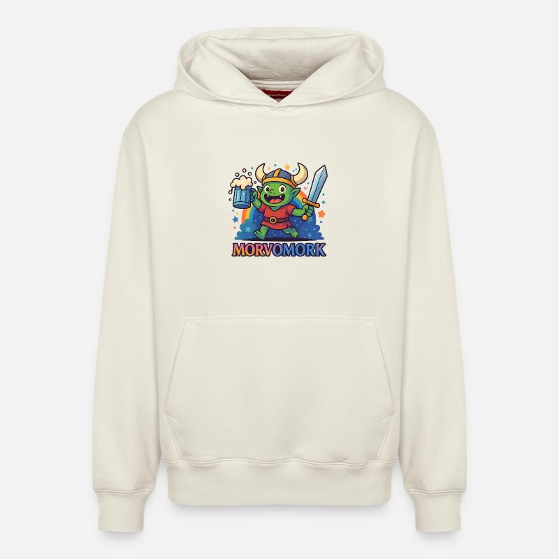 Gobelin Viking Héros amusant - Sweat à capuche unisexe décontracté en coton biologique – de SPREAD - blanc cassé