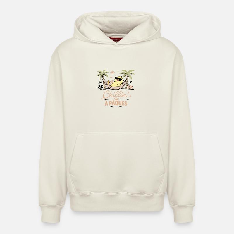 Poussin de Pâques  - Sweat à capuche unisexe décontracté en coton biologique – de SPREAD - blanc cassé