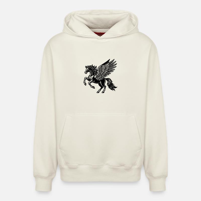 Pégase - Sweat à capuche unisexe décontracté en coton biologique – de SPREAD - blanc cassé