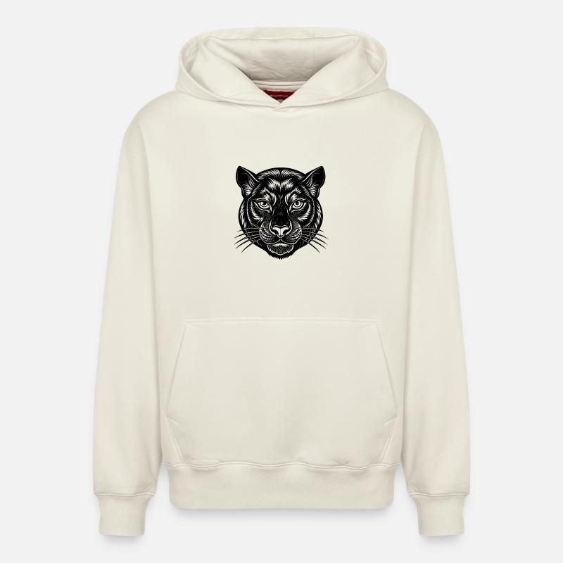 Visage de panthère - Sweat à capuche unisexe décontracté en coton biologique – de SPREAD - blanc cassé