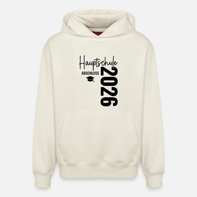Hauptschulabschluss 2026 - Hauptschule Abschluss - Sweat à capuche unisexe décontracté en coton biologique – de SPREAD - blanc cassé