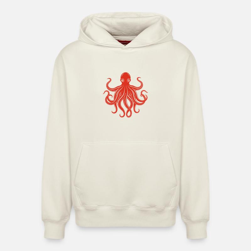 Pieuvre - Sweat à capuche unisexe décontracté en coton biologique – de SPREAD - blanc cassé
