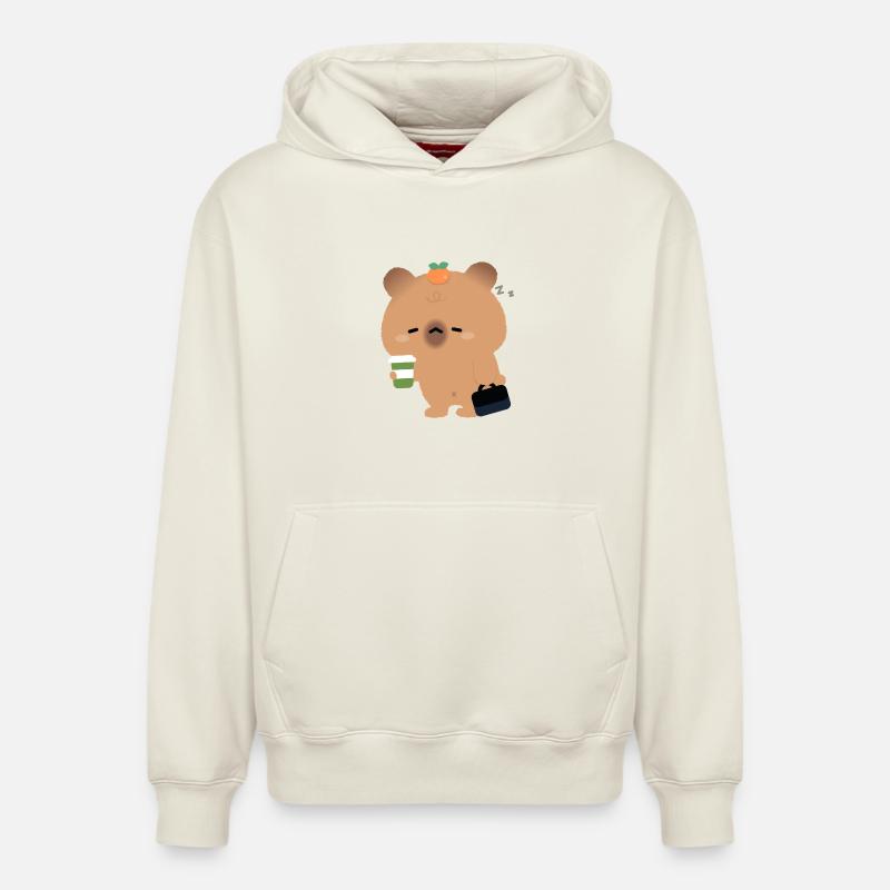 Müde Capybara mit Kaffee - Relaxed Unisex Organic Hoodie – von SPREAD - Naturweiß