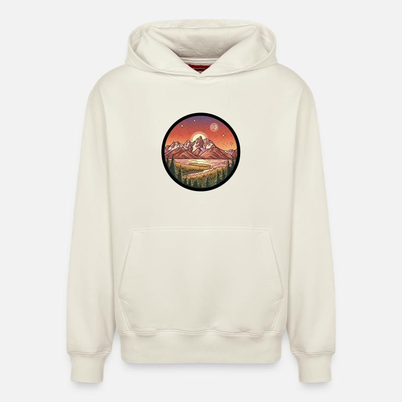 Mondscheingebirge Rundpatch - Relaxed Unisex Organic Hoodie – von SPREAD - Naturweiß