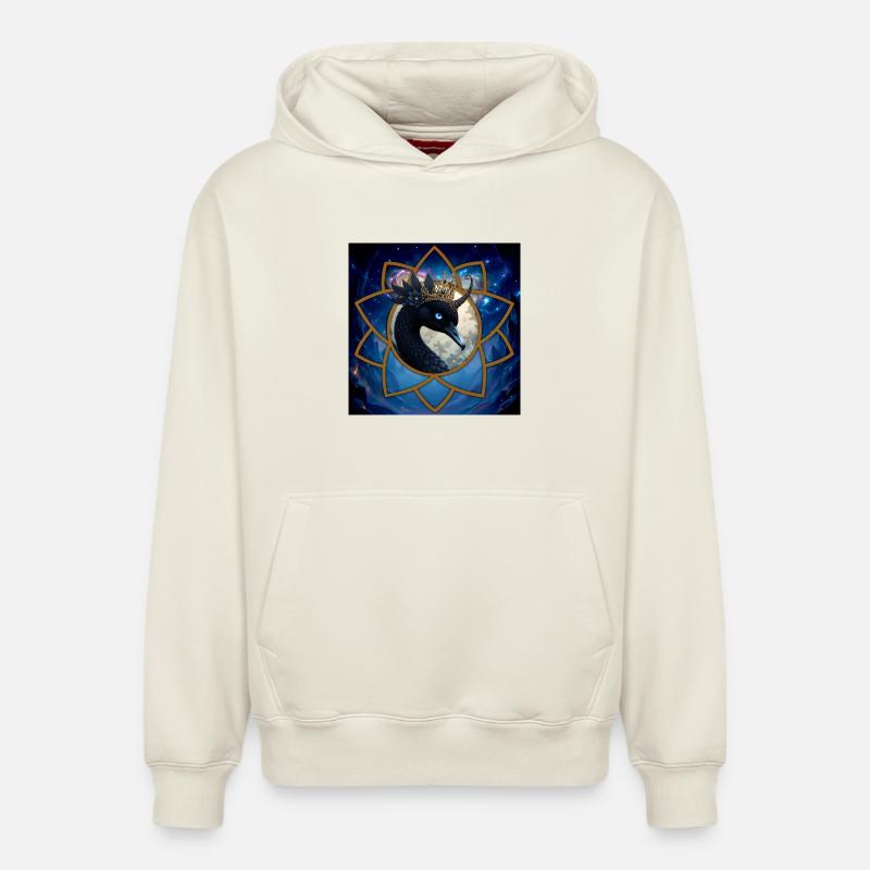 Quetzal céleste avec couronne - Sweat à capuche unisexe décontracté en coton biologique – de SPREAD - blanc cassé
