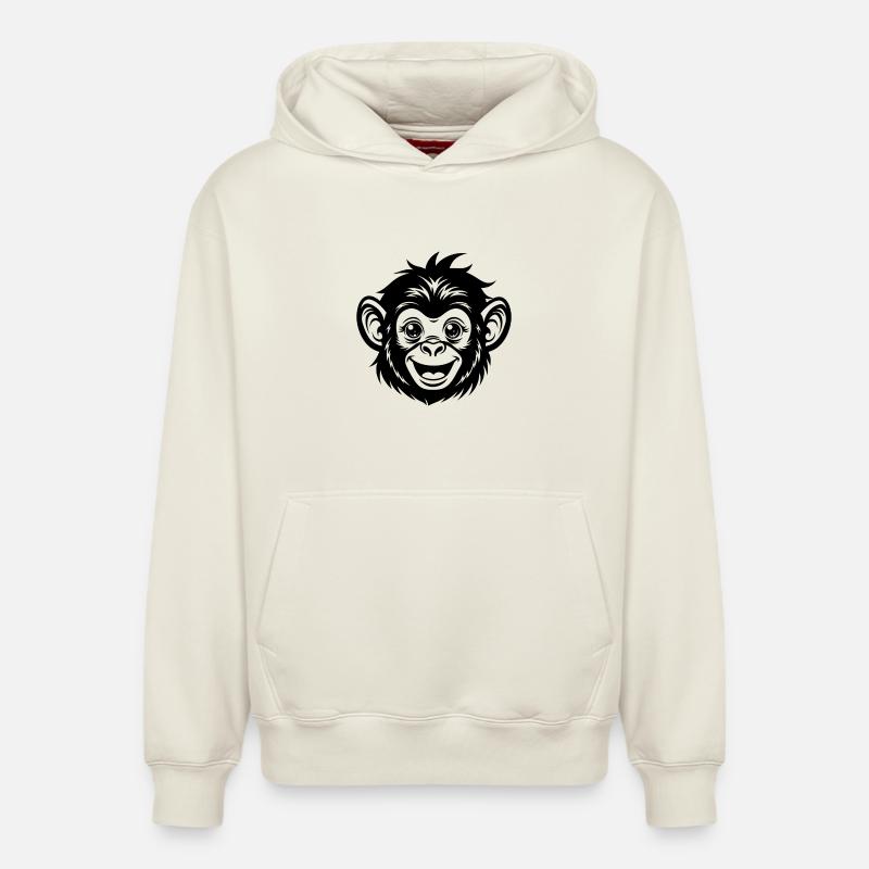 Face de singe - Sweat à capuche unisexe décontracté en coton biologique – de SPREAD - blanc cassé