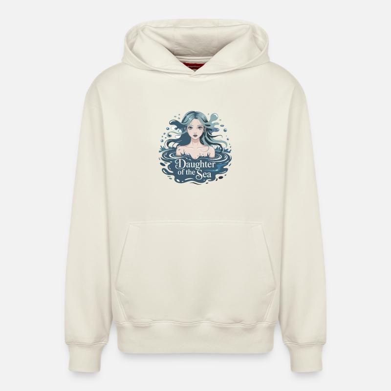 Fille de la Mer - Sweat à capuche unisexe décontracté en coton biologique – de SPREAD - blanc cassé