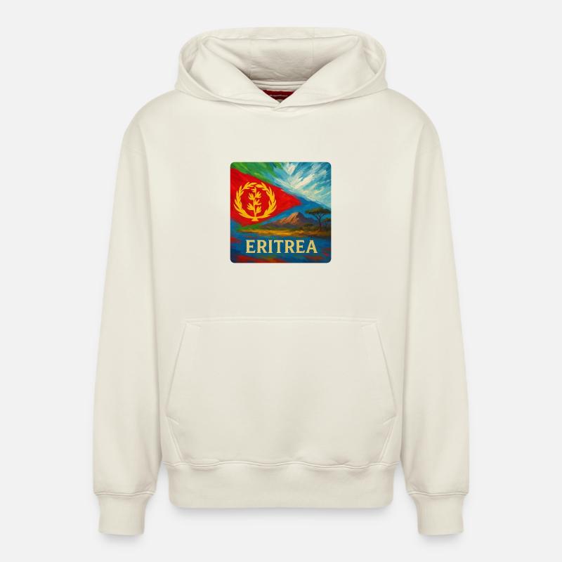 Design de voyage en Érythrée - Sweat à capuche unisexe décontracté en coton biologique – de SPREAD - blanc cassé