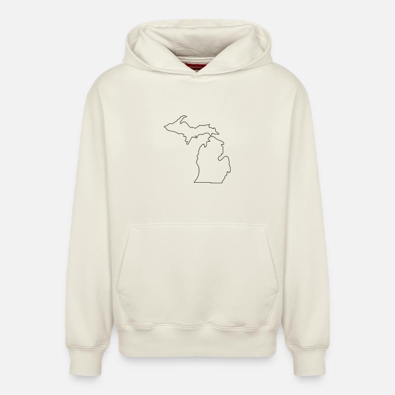 Carte du Michigan - Sweat à capuche unisexe décontracté en coton biologique – de SPREAD - blanc cassé