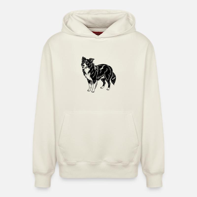 Border Collie - Sweat à capuche unisexe décontracté en coton biologique – de SPREAD - blanc cassé