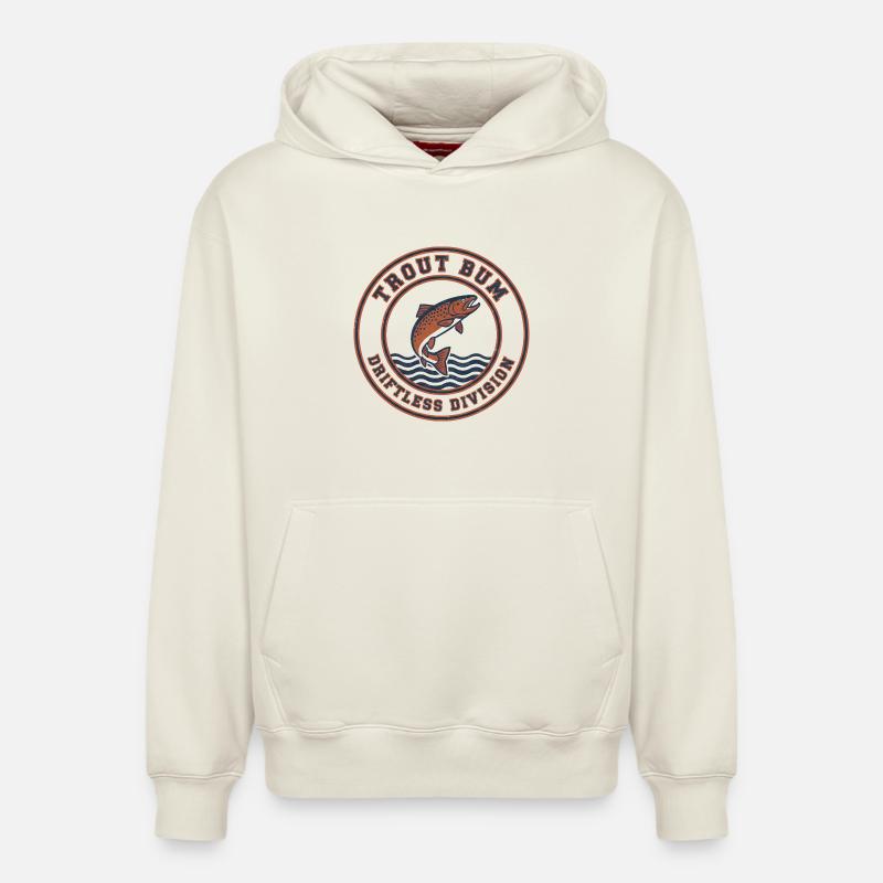 Trout Bum Driftless Division - Sweat à capuche unisexe décontracté en coton biologique – de SPREAD - blanc cassé