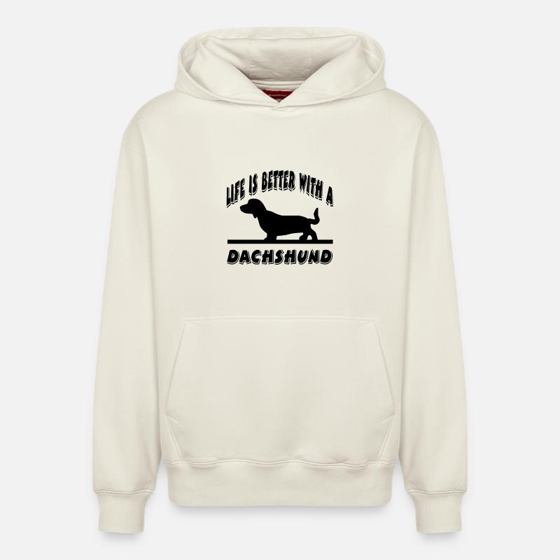 Teckel - Sweat à capuche unisexe décontracté en coton biologique – de SPREAD - blanc cassé
