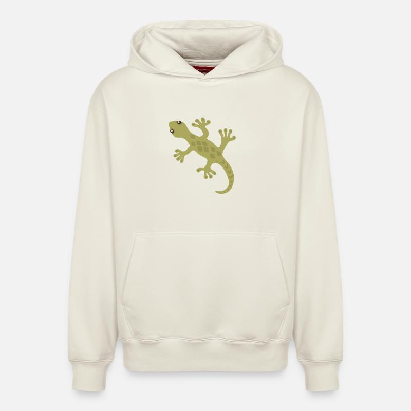 Motif de silhouette Gecko lime - Sweat à capuche unisexe décontracté en coton biologique – de SPREAD - blanc cassé