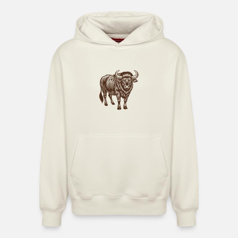 Buffalo - Sweat à capuche unisexe décontracté en coton biologique – de SPREAD - blanc cassé