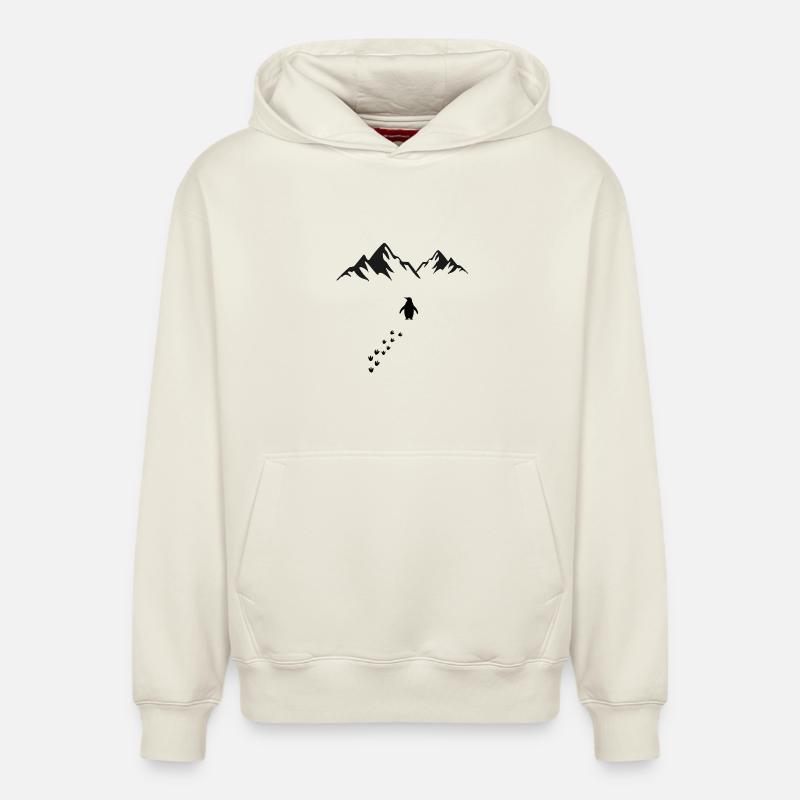 Pingouin solitaire  - Sweat à capuche unisexe décontracté en coton biologique – de SPREAD - blanc cassé