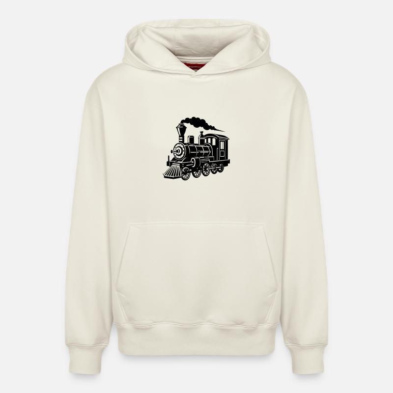 Locomotives - Sweat à capuche unisexe décontracté en coton biologique – de SPREAD - blanc cassé