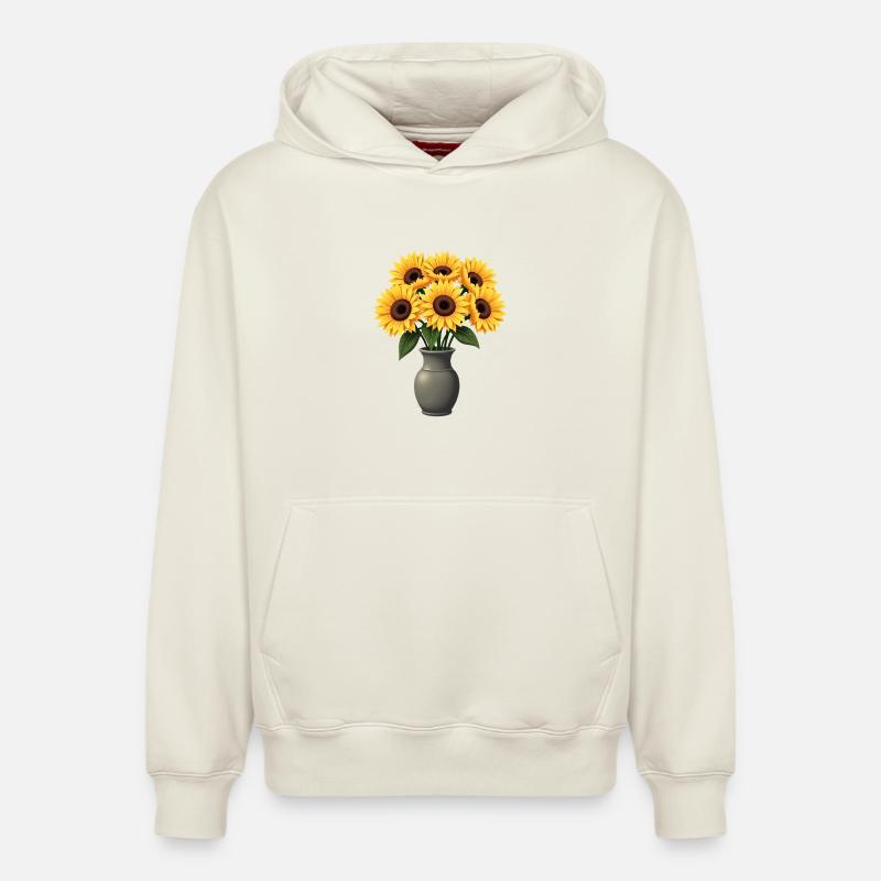 Tournesols - Sweat à capuche unisexe décontracté en coton biologique – de SPREAD - blanc cassé