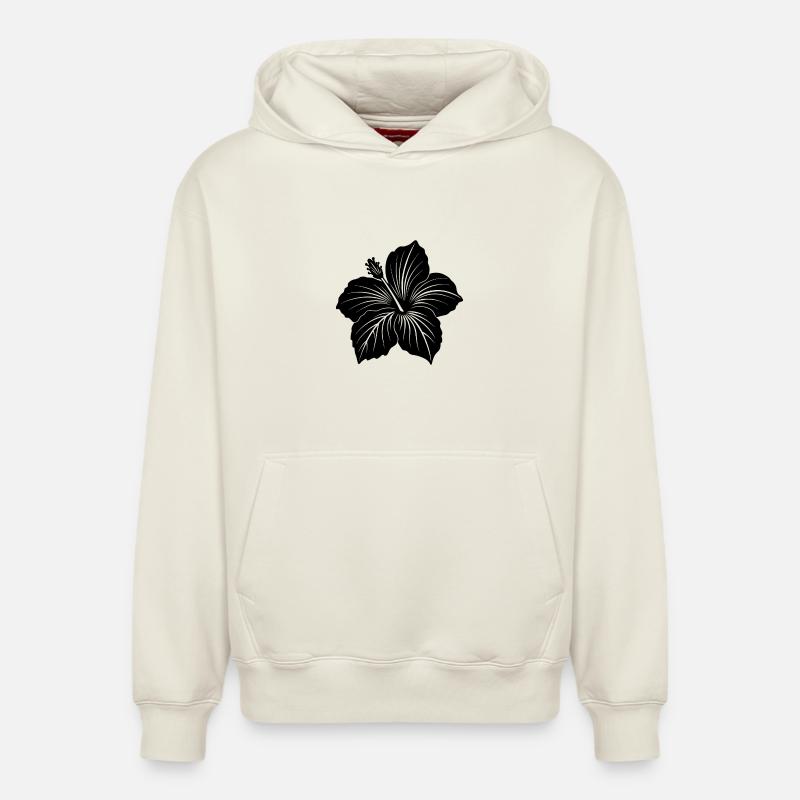 Fleur d’hibiscus - Sweat à capuche unisexe décontracté en coton biologique – de SPREAD - blanc cassé