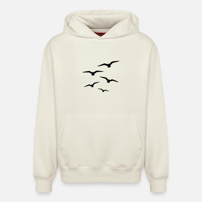 Volée d’oiseaux - Sweat à capuche unisexe décontracté en coton biologique – de SPREAD - blanc cassé