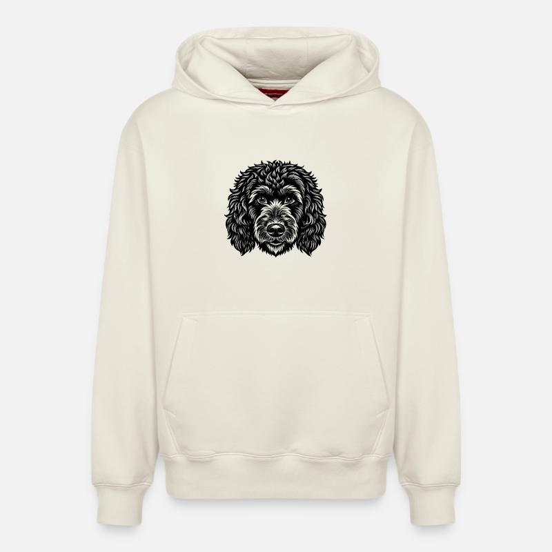 Tête de chien Goldendoodle - Sweat à capuche unisexe décontracté en coton biologique – de SPREAD - blanc cassé