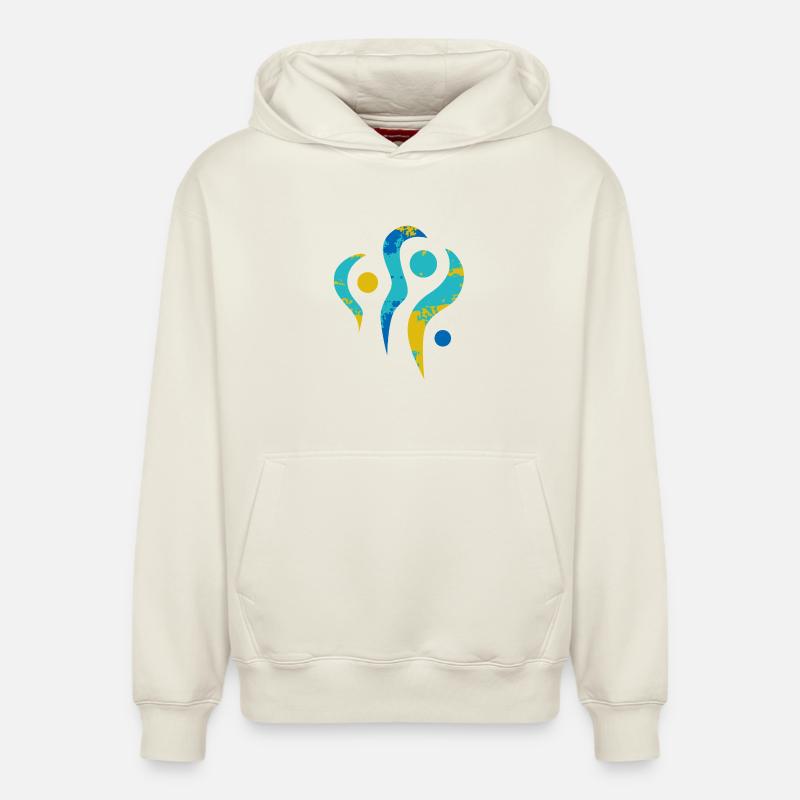 Yoga design_24 - Sweat à capuche unisexe décontracté en coton biologique – de SPREAD - blanc cassé