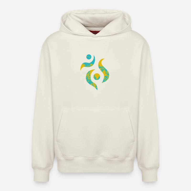 Yoga design_23 - Sweat à capuche unisexe décontracté en coton biologique – de SPREAD - blanc cassé