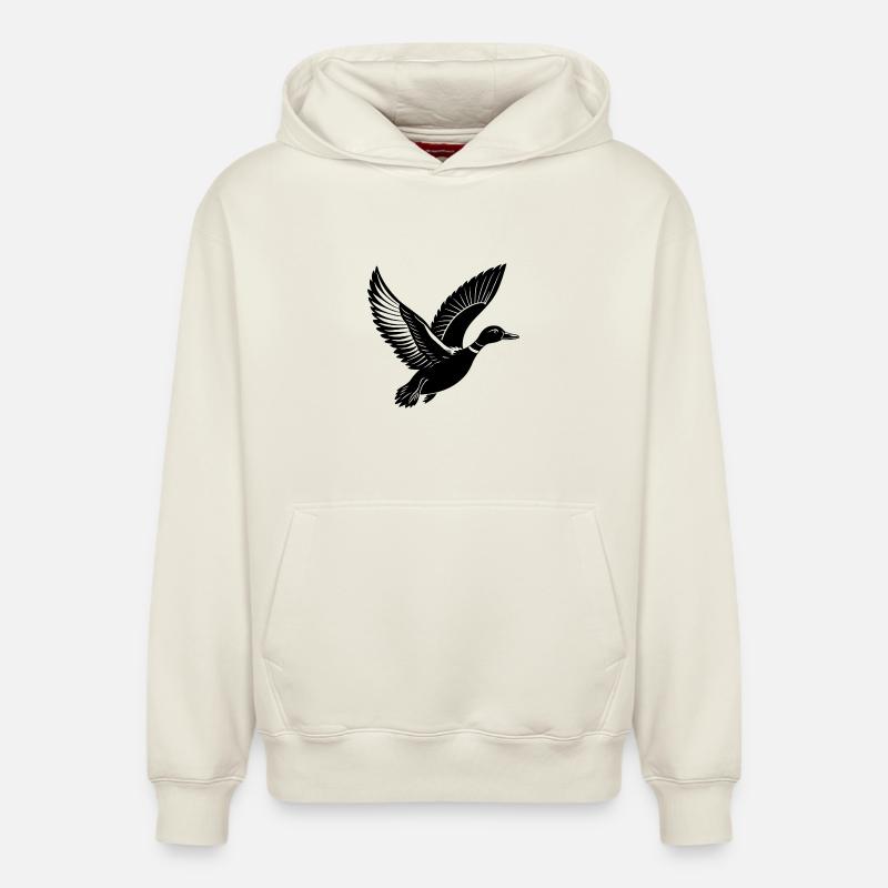 Canard colvert volant - Sweat à capuche unisexe décontracté en coton biologique – de SPREAD - blanc cassé