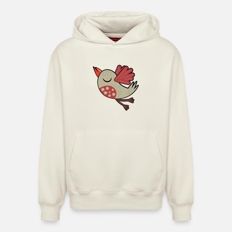 Petit Oiseau Marron - Sweat à capuche unisexe décontracté en coton biologique – de SPREAD - blanc cassé