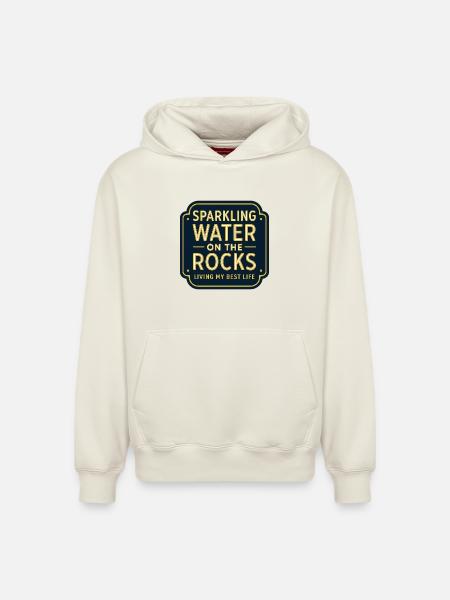 Sparkling water on rocks neon - Relaxed Unisex Organic Hoodie – by SPREAD - off white