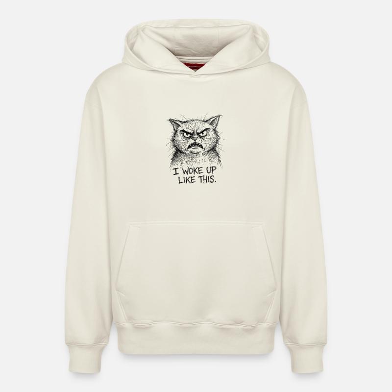 Furious Cat Scribble - Relaxed Unisex Organic Hoodie – by SPREAD - off white
