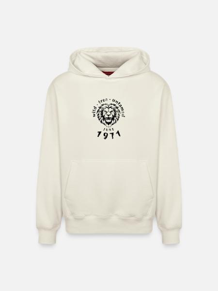 Wild, free & untamed since 06/1971 - Relaxed Unisex Organic Hoodie – by SPREAD - off white