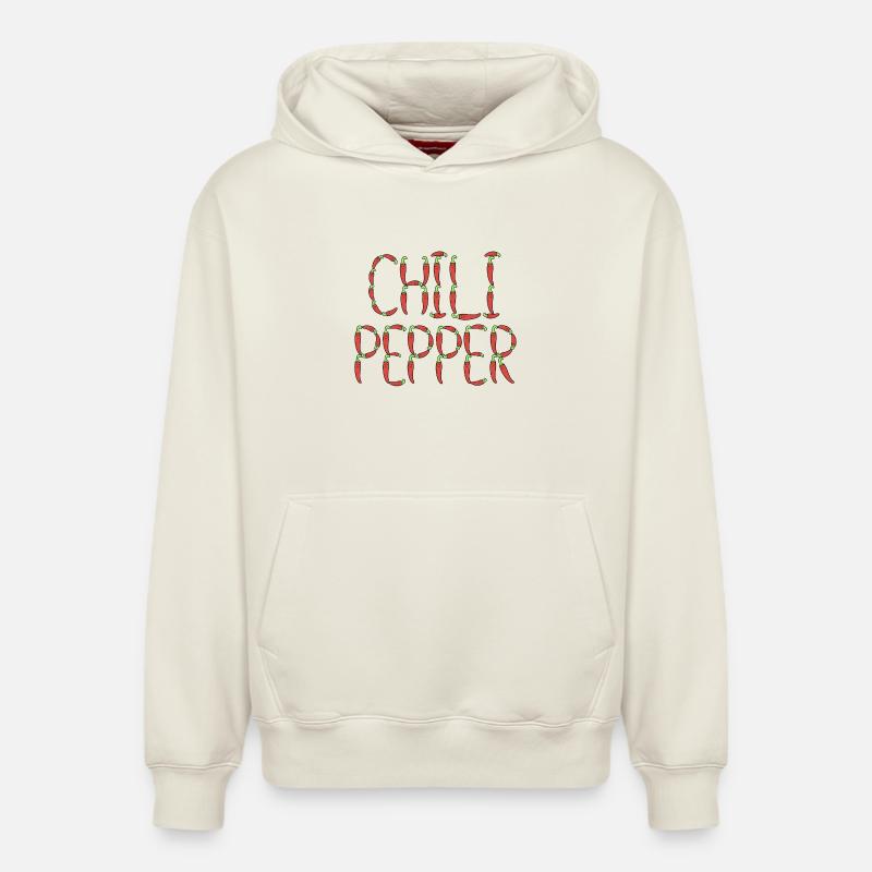 Typographie du piment - Sweat à capuche unisexe décontracté en coton biologique – de SPREAD - blanc cassé