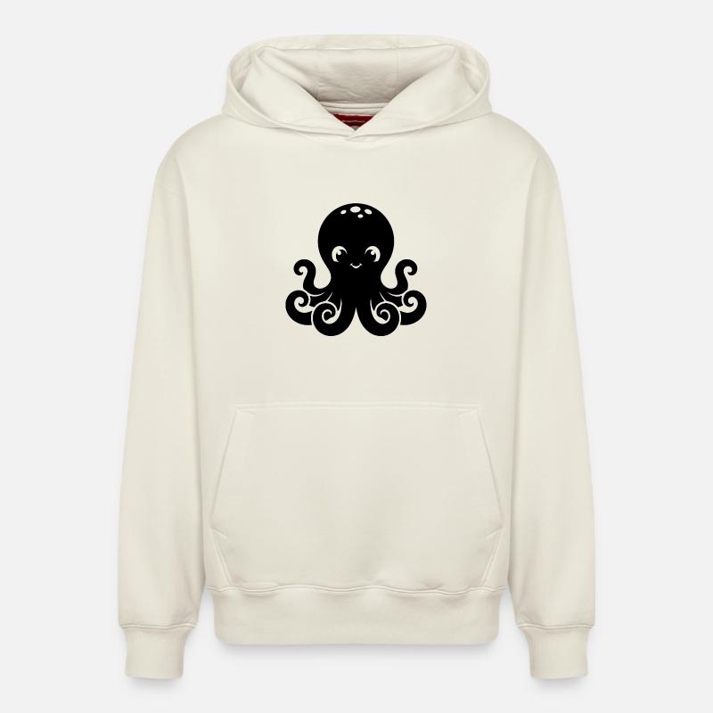 Design Petit Poulpe Mignon - Sweat à capuche unisexe décontracté en coton biologique – de SPREAD - blanc cassé