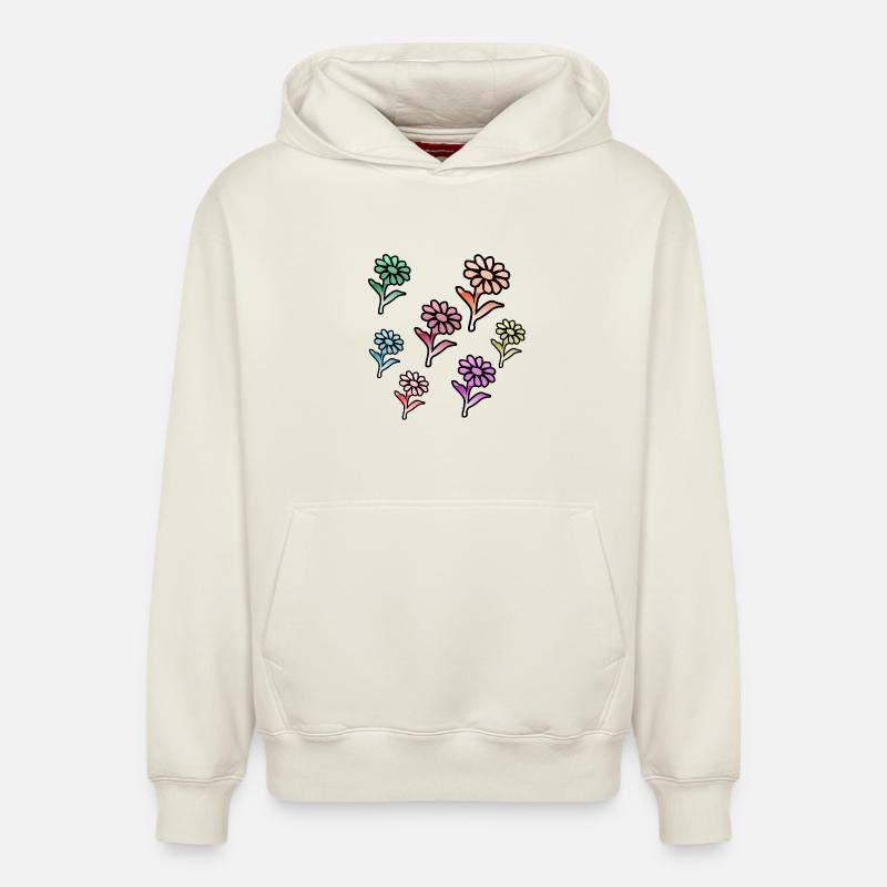 Fleur - Sweat à capuche unisexe décontracté en coton biologique – de SPREAD - blanc cassé
