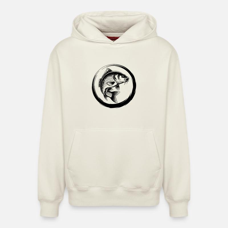 Pêche à la carpe - Sweat à capuche unisexe décontracté en coton biologique – de SPREAD - blanc cassé