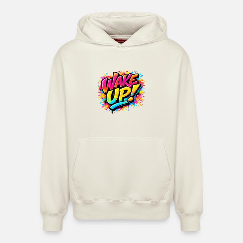 Wake_Up - Sweat à capuche unisexe décontracté en coton biologique – de SPREAD - blanc cassé