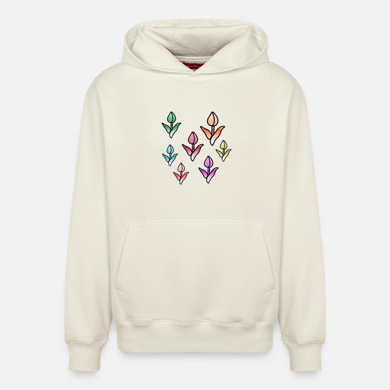 Fleur - Sweat à capuche unisexe décontracté en coton biologique – de SPREAD - blanc cassé