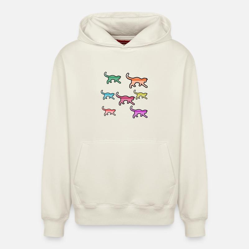 félin - Sweat à capuche unisexe décontracté en coton biologique – de SPREAD - blanc cassé