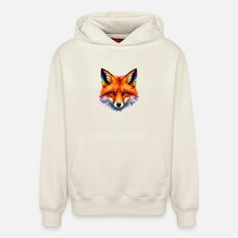Farbiger Polygonfuchs Kopf - Relaxed Unisex Organic Hoodie – von SPREAD - Naturweiß